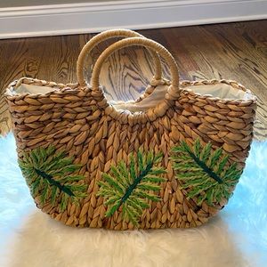 Straw Studios palm leaves purse